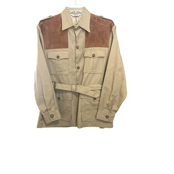 VTG Woolrich Mens Safari Style, Hunting, Field, Jacket Outerwear Suede Accents & - Picture 1 of 5